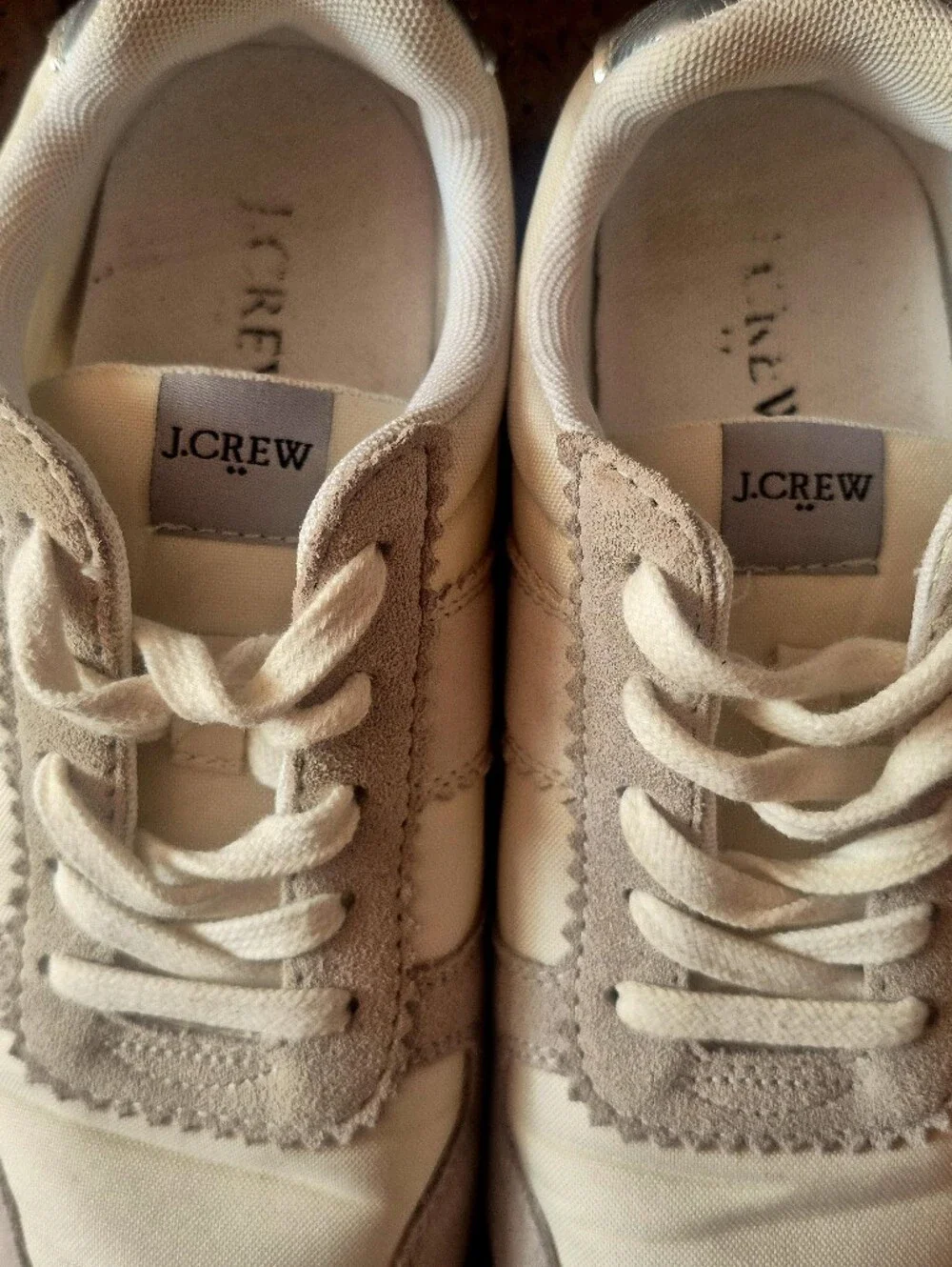 J. Crew Beige and Silver Suede Sneakers